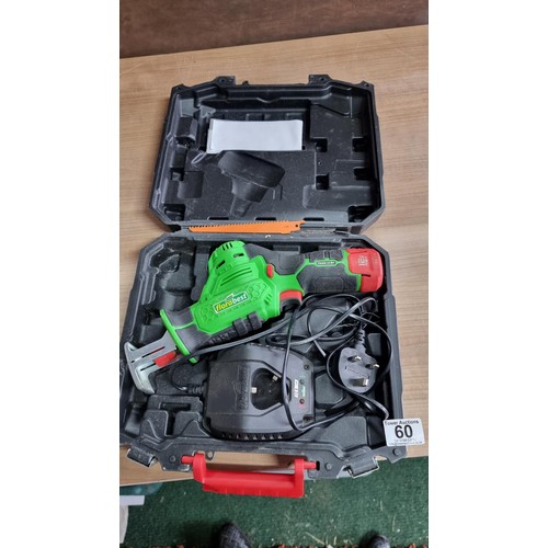 60 - Cased Florabest cordless branch saw complete with charger and battery working