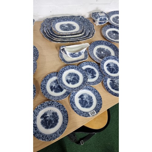 250 - Approx 33 pieces of antique blue and white Malvern pattern A. E. Jones & Co ( Albert Edward Jones) p... 