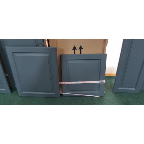 131 - An excellent quality Wren Kitchen Grey cupboard doors and splashback that has been removed from a hi... 