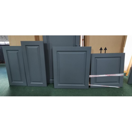 131 - An excellent quality Wren Kitchen Grey cupboard doors and splashback that has been removed from a hi... 