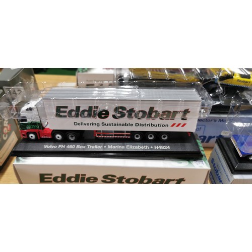 144 - 6x Eddie Stobart lorries / trucks inc Stobart rail Komatsu Hydraulic excavator W122, all new in orig... 