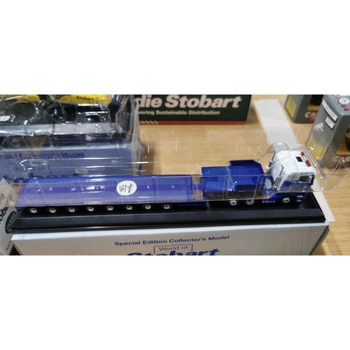 144 - 6x Eddie Stobart lorries / trucks inc Stobart rail Komatsu Hydraulic excavator W122, all new in orig... 