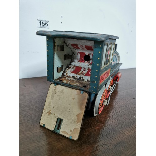 156 - Vintage Western battery powered tin plate locomotive in good overall condition by Modern Toys, Japan... 