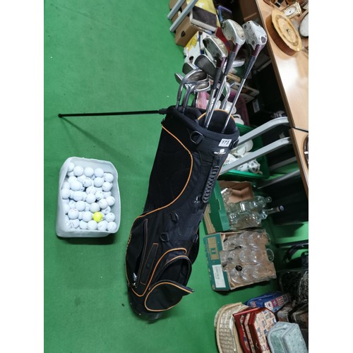 173 - Full set of Pro Power Petron GS golf clubs in a Skymax Sport golf bag along with a tub full of mostl... 