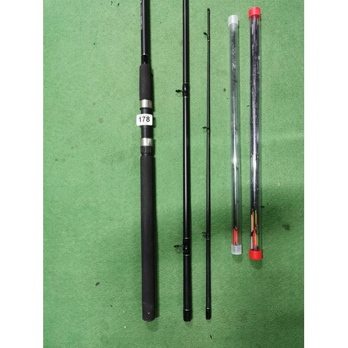 178 - TF Gear Feeder fishing rod along with 2x tubes of quivers in very good condition