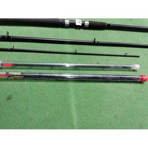 178 - TF Gear Feeder fishing rod along with 2x tubes of quivers in very good condition