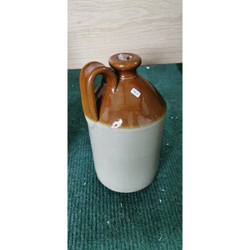 218 - Wonnacotts Cornish Scrumpy Cider Glazed stoneware flagon jug still with cork and contents in very go... 