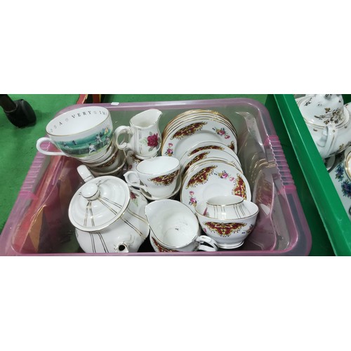 238 - 2x boxes of part tea sets inc 3x teapots and 1x coffee pot, Duchess tea set, Sadler tea pot, Royal S... 