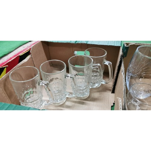 239 - Quantity of decorative glass vintage 3D textured bottles, Drystone English Cider glasses and Stella ... 