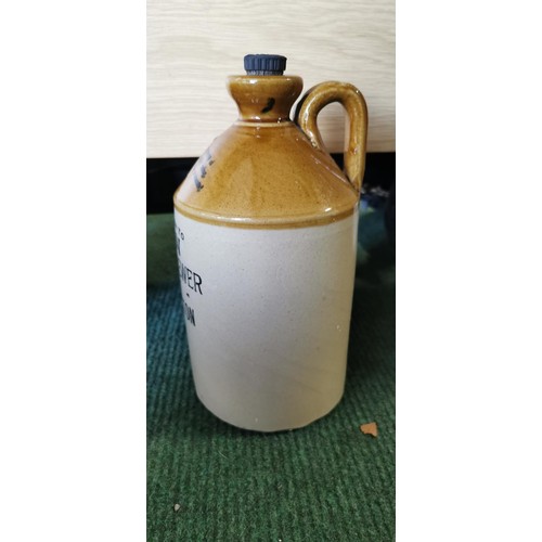 61 - Glazed stoneware small flagon with screw top stamped T. Saxon Botanical brewer, Wolverhampton, 1914.... 