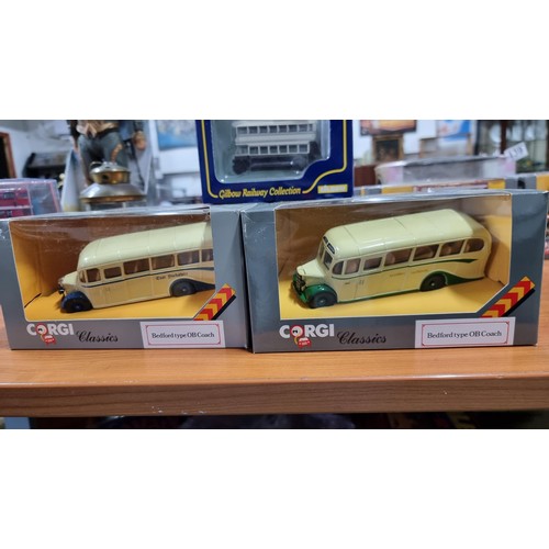 17 - Quantity of 5x large boxed diecast buses inc 4x corgi classics, bedford OB coaches and a Jilbow Rail... 