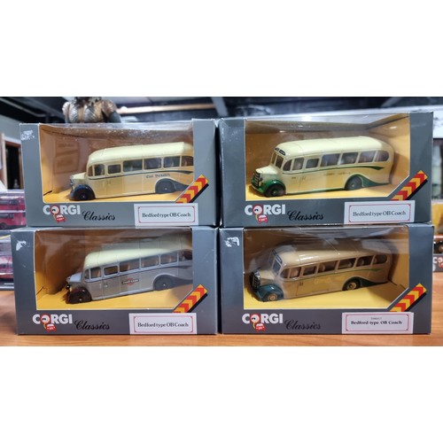 17 - Quantity of 5x large boxed diecast buses inc 4x corgi classics, bedford OB coaches and a Jilbow Rail... 