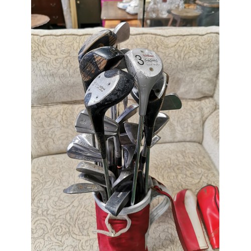 81 - Full set of golf clubs inc Wilson, Petron, Ben Sayers etc in a vintage Dunlop golf bag along with 2x... 