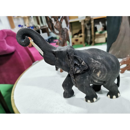 46 - Quantity of ethnic items inc a good solid ebony wood elephant a well carved ethnic dancing lady with... 