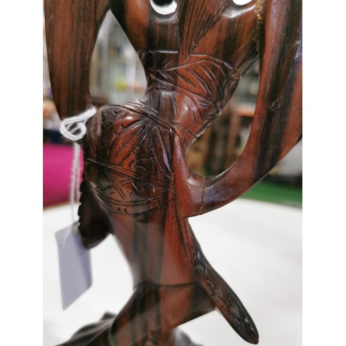 46 - Quantity of ethnic items inc a good solid ebony wood elephant a well carved ethnic dancing lady with... 