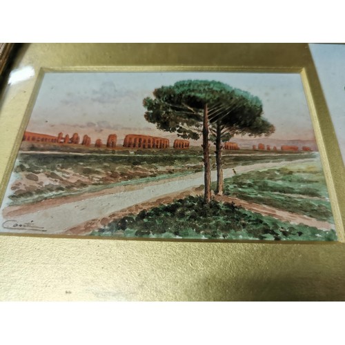 58 - A framed and glazed trio of watercolors depicting the view of St Peters from the Vatican Villa in th... 