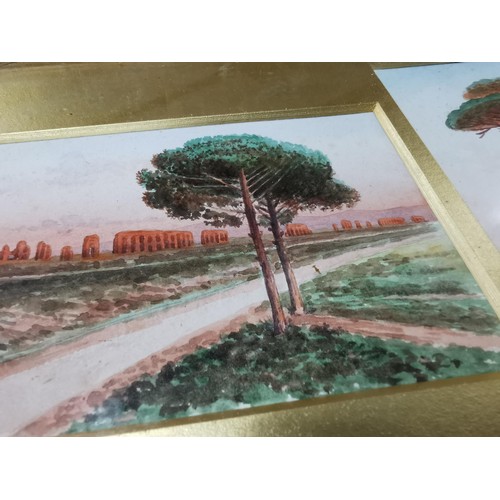 58 - A framed and glazed trio of watercolors depicting the view of St Peters from the Vatican Villa in th... 