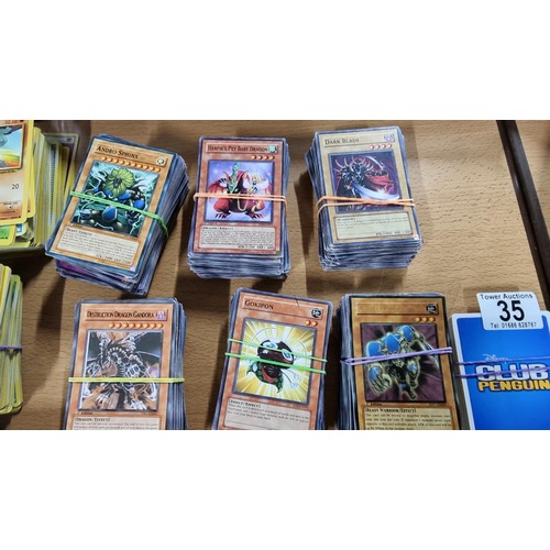 35 - Large collection of various trading cards inc 6 large stats of Yu-gi-oh! Sega dinosaur king, Naruto ... 