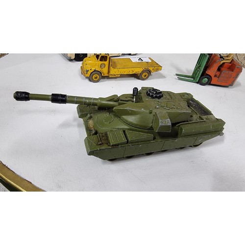 4 - Quantity of collectable diecast vehicles inc a dinky leyland comet dinky chieftain tank and a mettoy... 