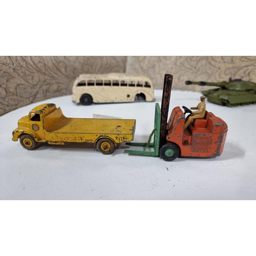 4 - Quantity of collectable diecast vehicles inc a dinky leyland comet dinky chieftain tank and a mettoy... 