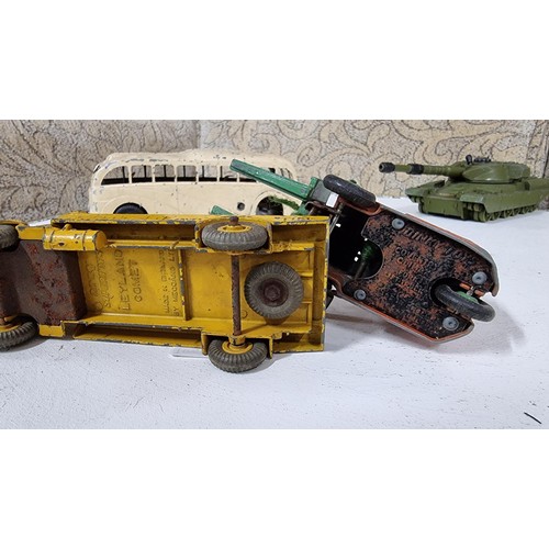 4 - Quantity of collectable diecast vehicles inc a dinky leyland comet dinky chieftain tank and a mettoy... 