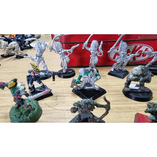 15 - Large collection 35x metal Warhammer fantasy figures inc goblins dwarfs etc some painted some are no... 