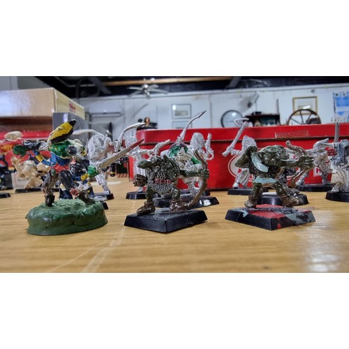 15 - Large collection 35x metal Warhammer fantasy figures inc goblins dwarfs etc some painted some are no... 