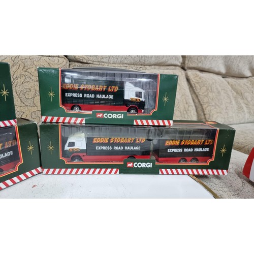 16 - 4x boxed as new Eddie Stobart lorries along with a new and sealed postman pat figure and accessory p... 