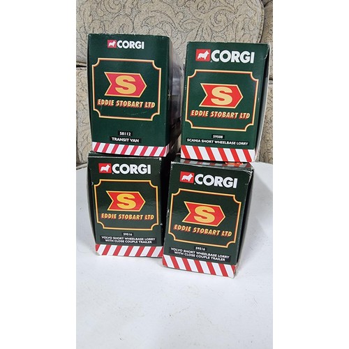 16 - 4x boxed as new Eddie Stobart lorries along with a new and sealed postman pat figure and accessory p... 