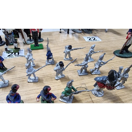 19 - Large quantity of 50x metal soldier figures inc a quantity that are unpainted various makers marks s... 