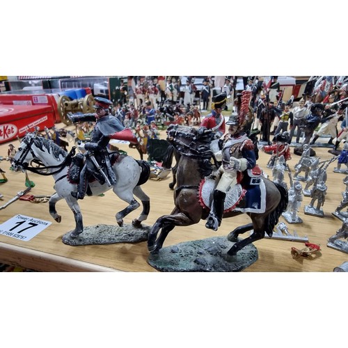 22 - 4x metal hand painted soldiers on horseback, one horse has a broken leg and one soldier is missing a... 