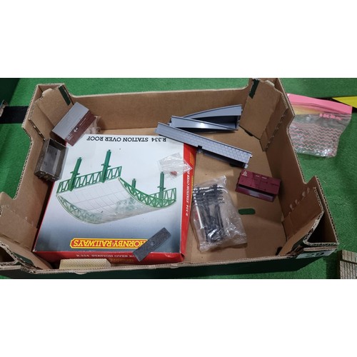 29 - Box containing a quantity of rail side train layout accessories inc various animals and figures and ... 