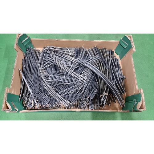 33 - Box full of OO gauge track mostly curved and straight pieces inc a quantity of track points and a tr... 