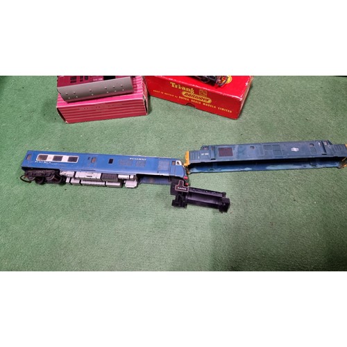 34 - Large quantity of OO gauge rolling stock inc to locomotives a black loco 47458 and a blue diesel loc... 