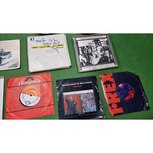 41 - Quantity of vinyl records and 45 single records inc good bands, Beetles John Lennon David Bowie Bob ... 