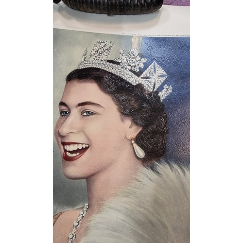 43 - Large quantity of Royal memorabilia inc 2x textured posters of HM Queen Elizabeth II, royal scrapboo... 