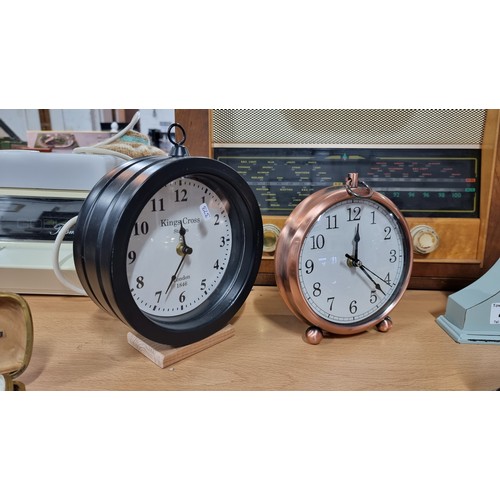 49 - Quantity of 6 various clocks inc an attractive copper clock