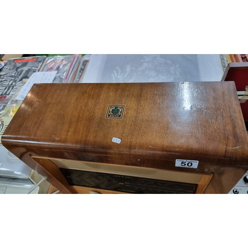 50 - Vintage bush type VHF 54 radio with a wooden case inc magic eye in excellent condition along with a ... 