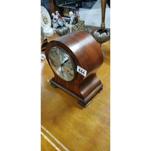 69 - Antique Edwardian Rosewood balloon mantle clock in good overall condition complete with pendulum rec... 