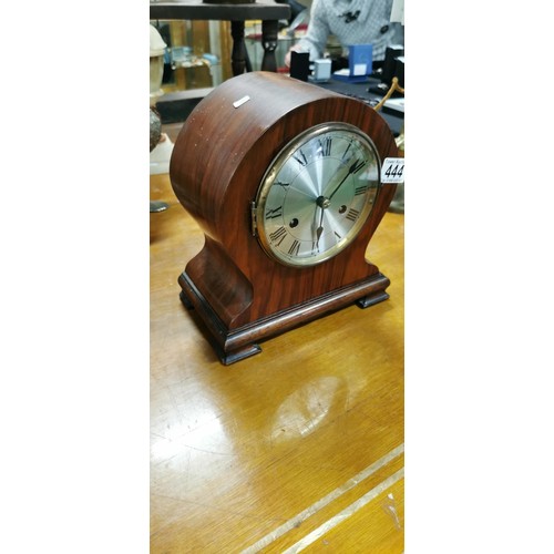 69 - Antique Edwardian Rosewood balloon mantle clock in good overall condition complete with pendulum rec... 