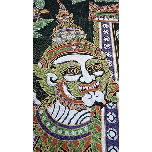 74 - Early vintage Thailand hand painted silk presenting excellent detail and colours always been stored ... 