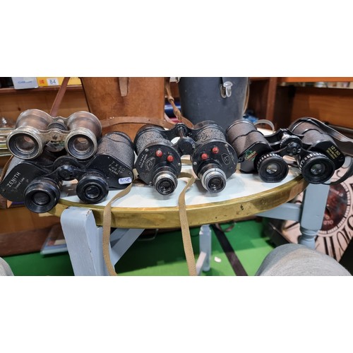 94 - Quantity of 4x pairs vintage binoculars inc a good set of Bino Prism No. 5 MK5 binoculars along with... 