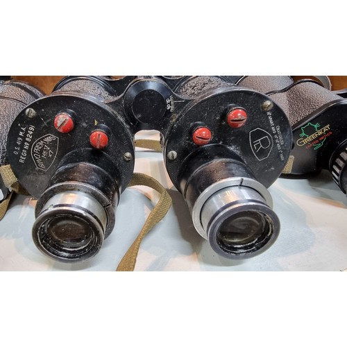 94 - Quantity of 4x pairs vintage binoculars inc a good set of Bino Prism No. 5 MK5 binoculars along with... 