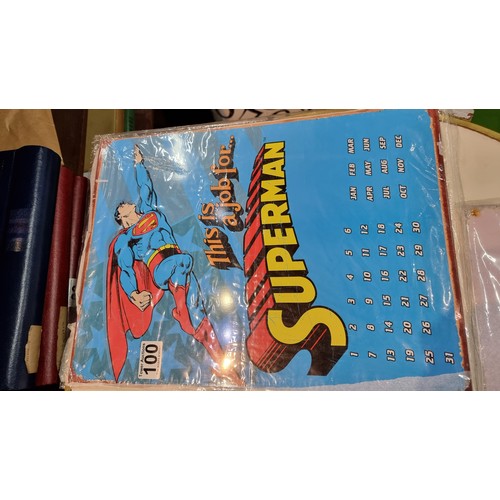 100 - 3 metal tin plate calendar plaques for Superman, Supergirl and Super Powers all in as new condition ... 