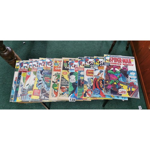 139 - 57x vintage Spider-Man comics magazines inc Scarce horizontal issues No. 17 to 250, dating from 1973... 