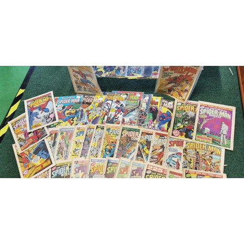 145 - Large quantity of 95x vintage Spider-Man comic magazines (all different) from 1971 to 1981.