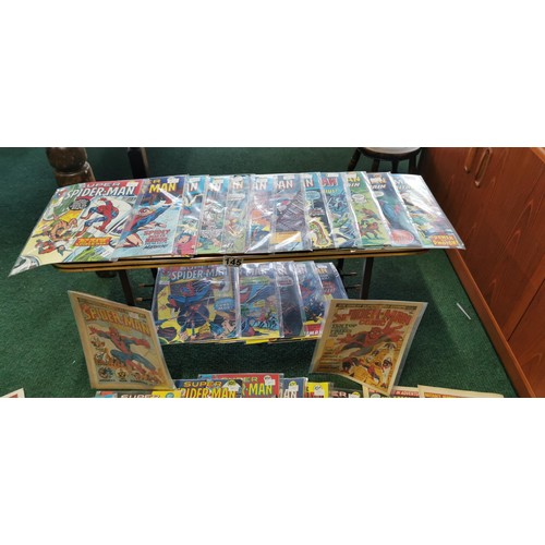 145 - Large quantity of 95x vintage Spider-Man comic magazines (all different) from 1971 to 1981.