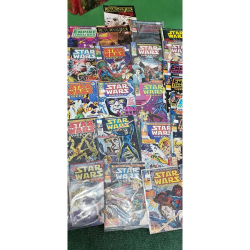 151 - Quantity of 29x vintage Star Wars Weekly comic magazines mostly in protective wallets