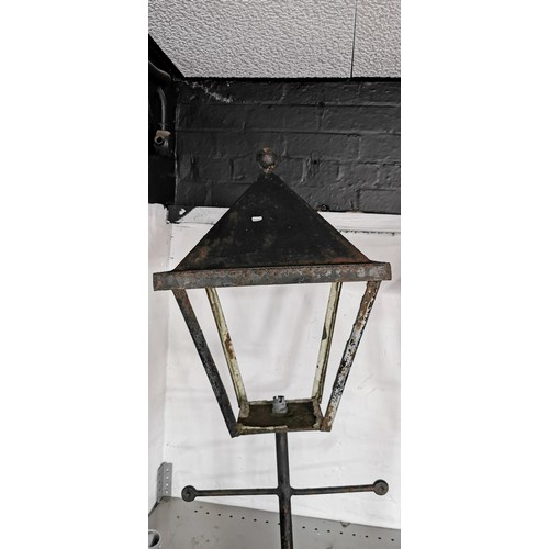 182 - Pair of vintage handmade cast iron street light lamps complete with tops. Lamps full measurement 210... 