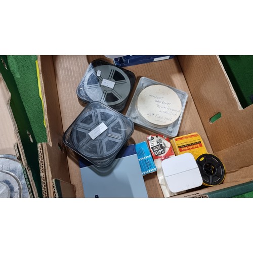 116 - Large job lot of vintage 8mm film reels in metal tins and plastic cases of various types and subject... 